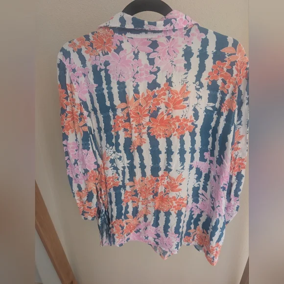 Ruby Rd. Blouse with Pink and Orange Floral Accents - Picture 7 of 9